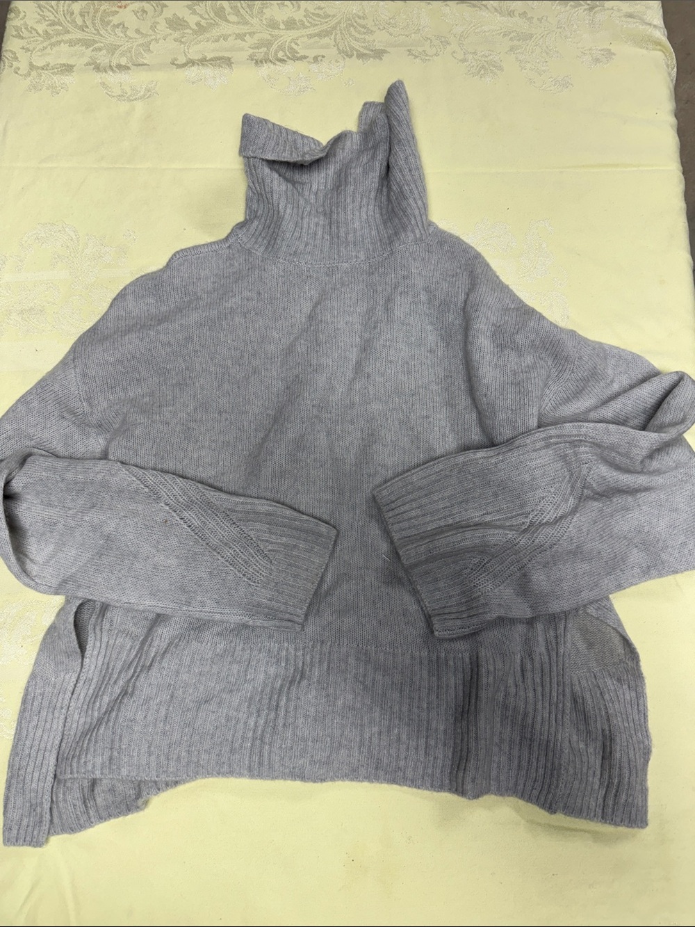 7 For All Mankind Light Gray Ribbed Turtleneck Sweater
